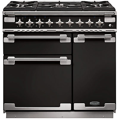Rangemaster Elise 90 Dual Fuel Range Cooker Gloss Black/Chrome Trim